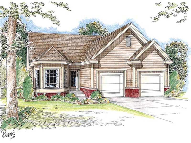 3-Bedroom, 1304 Sq Ft Ranch Home Plan - 100-1000 - Main Exterior