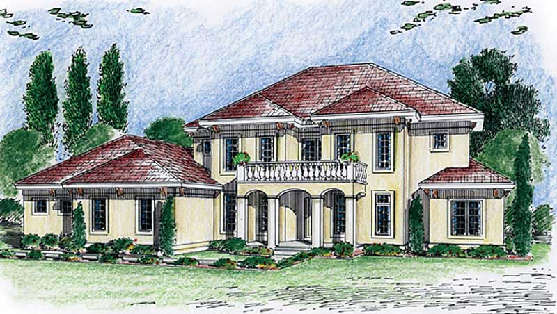 4-Bedroom, 3365 Sq Ft Mediterranean House Plan - 100-1020 - Front Exterior