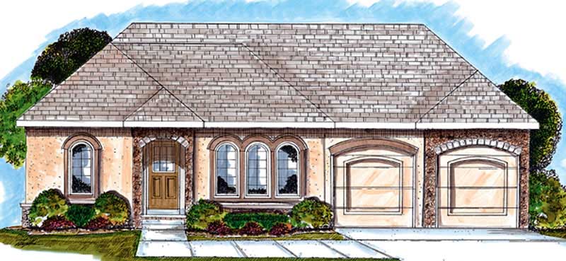 2-Bedroom, 1696 Sq Ft Mediterranean House Plan - 100-1029 - Front Exterior