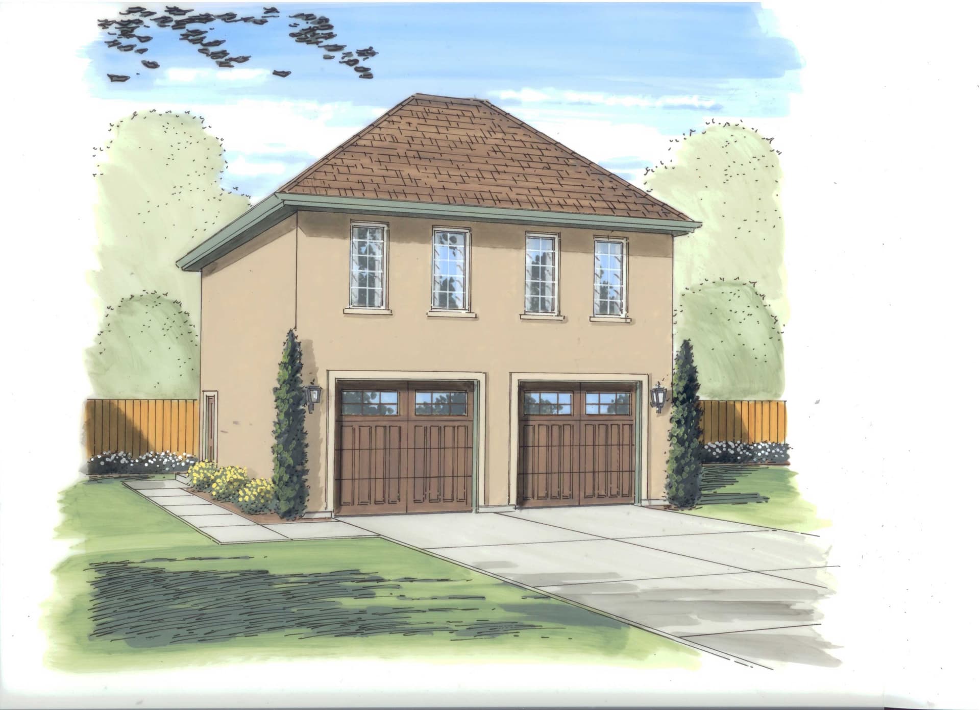 1-Bedroom, 689 Sq Ft Garage w/Apartments Home Plan - 100-1056 - Main Exterior