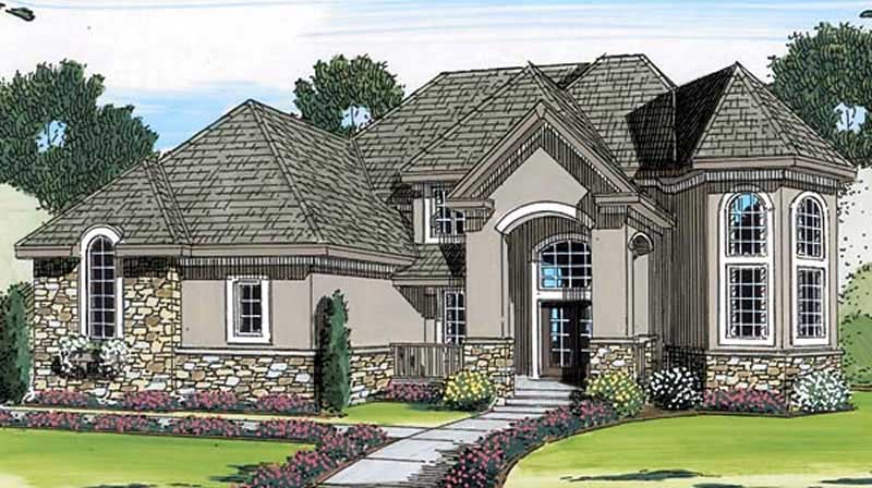 4-Bedroom, 3210 Sq Ft European Home Plan - 100-1092 - Main Exterior