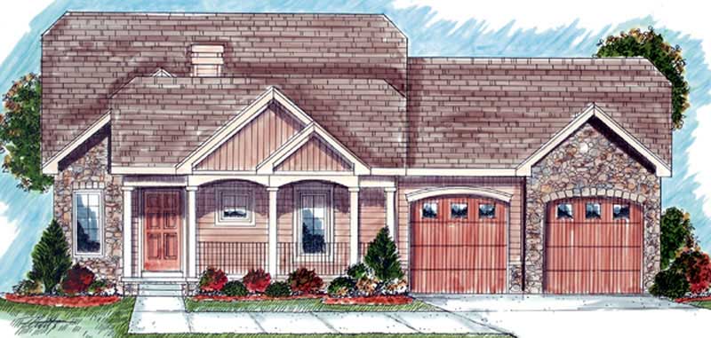 2-Bedroom, 1438 Sq Ft Craftsman Home Plan - 100-1121 - Main Exterior
