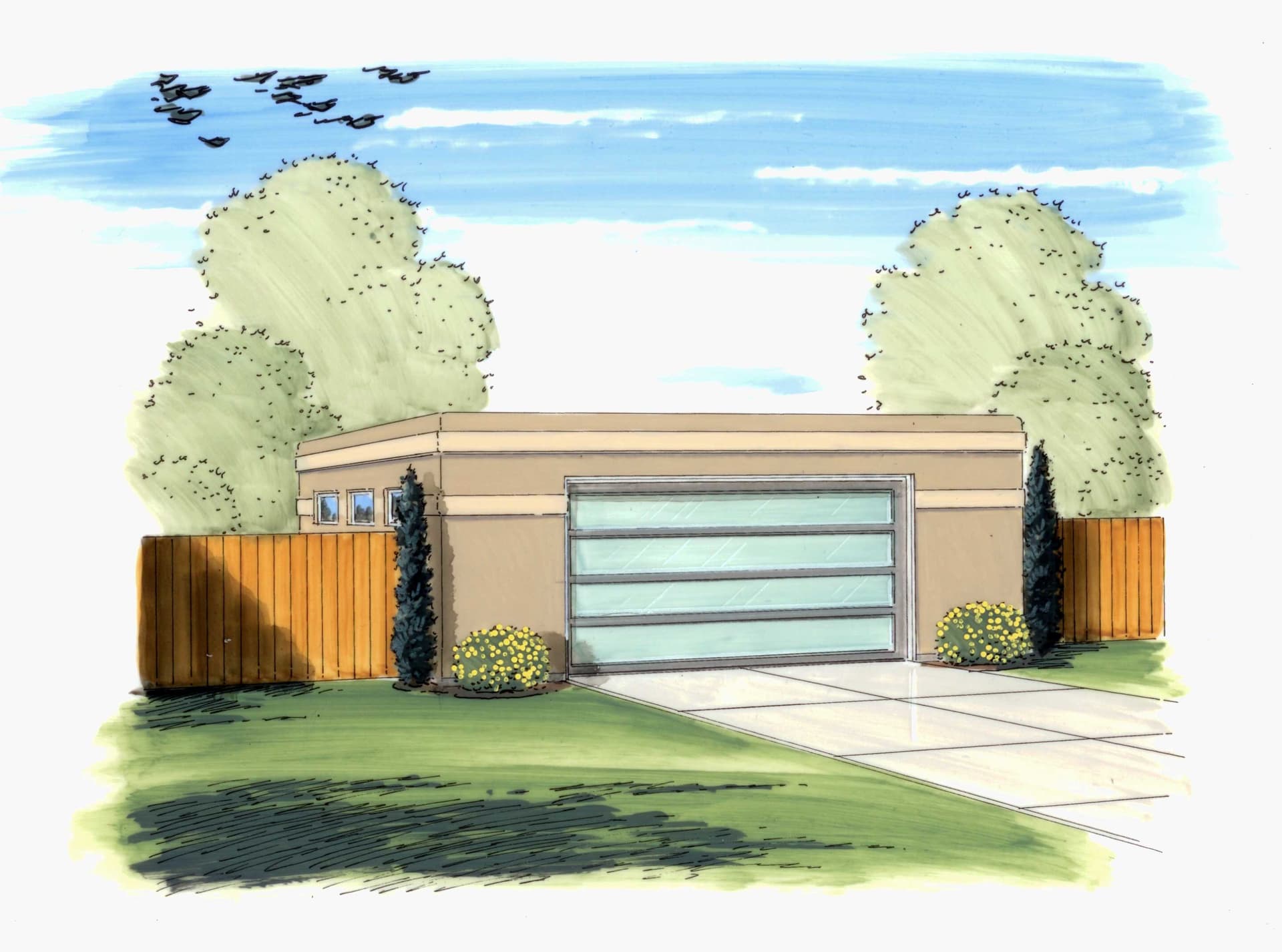 0-Bedroom, 676 Sq Ft Garage Home Plan - 100-1142 - Main Exterior