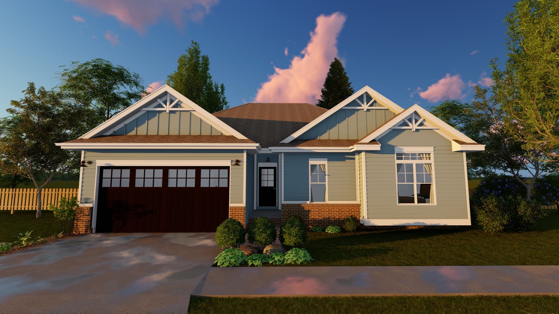 3-Bedroom, 1343 Sq Ft Craftsman Home Plan - 100-1147 - Main Exterior