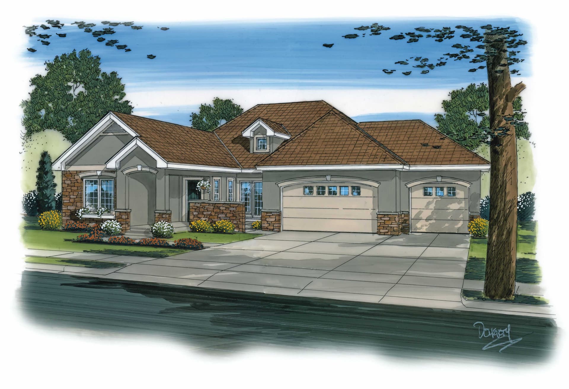 3-Bedroom, 1721 Sq Ft Mediterranean Home Plan - 100-1179 - Main Exterior