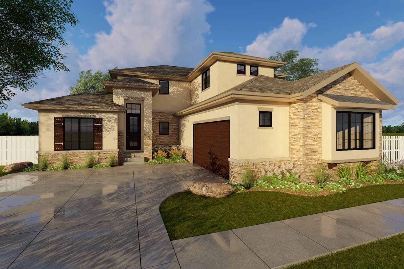 4-Bedroom, 2829 Sq Ft Prairie House Plan - 100-1213 - Front Exterior