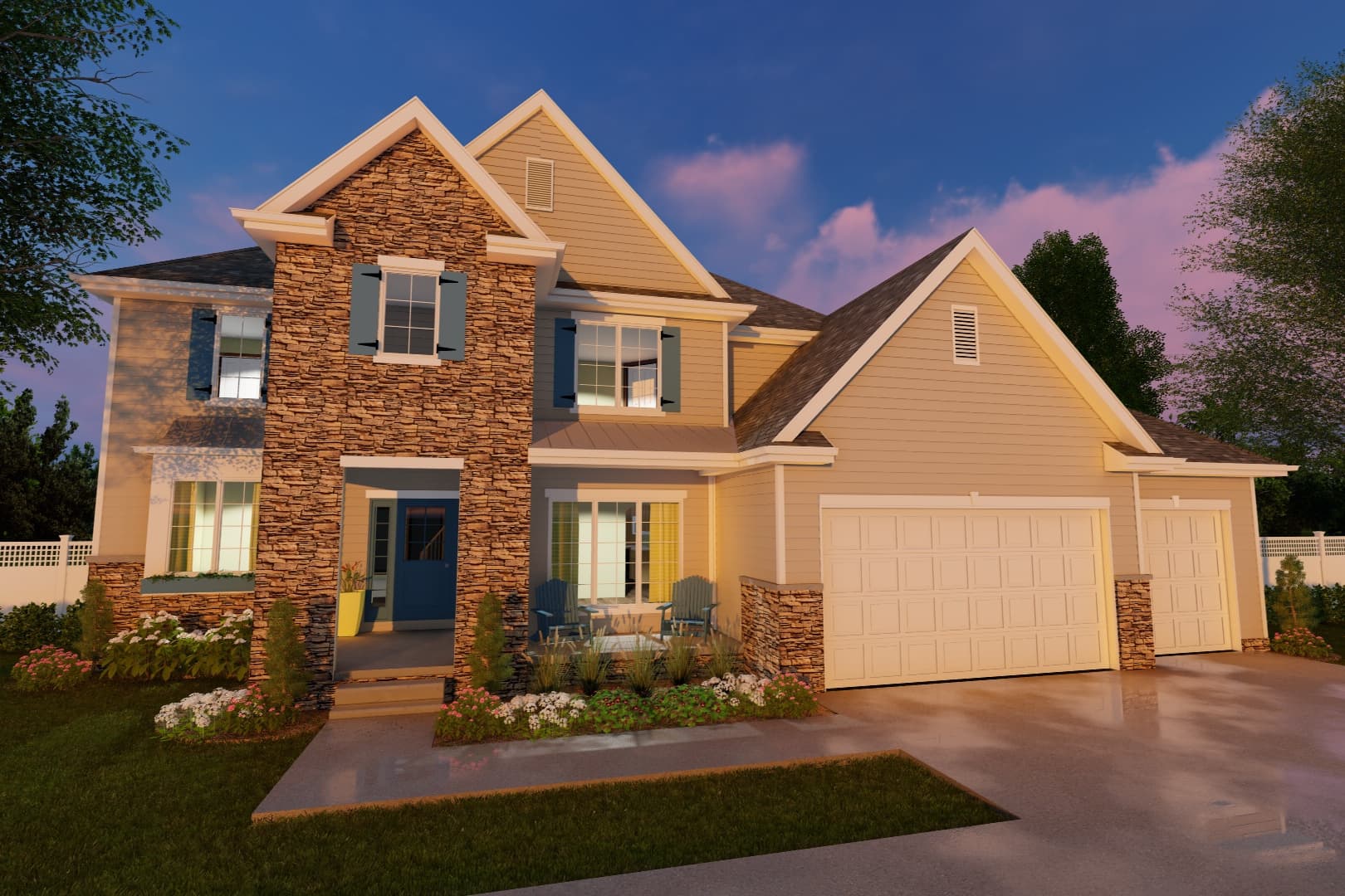 4-Bedroom, 2332 Sq Ft Traditional Home Plan - 100-1222 - Main Exterior