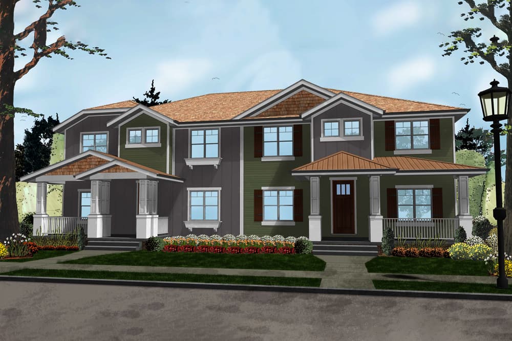 4-Bedroom, 3002 Sq Ft Craftsman Home Plan - 100-1291 - Main Exterior
