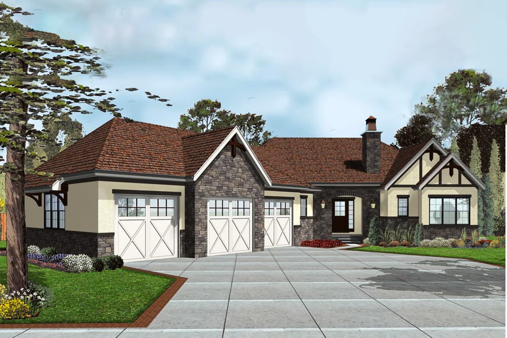 2-Bedroom, 1904 Sq Ft Craftsman House Plan - 100-1302 - Front Exterior