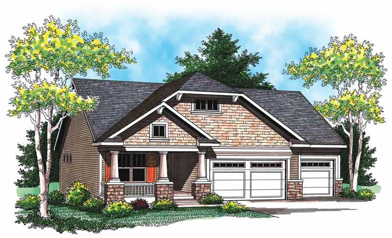 3-Bedroom, 1752 Sq Ft Ranch Home Plan - 101-1058 - Main Exterior