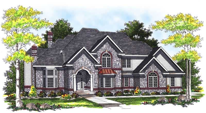 4-Bedroom, 3708 Sq Ft European Home Plan - 101-1095 - Main Exterior