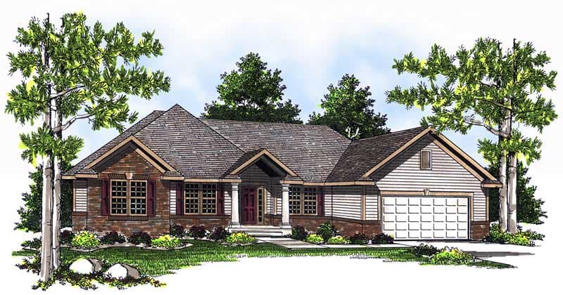 4-Bedroom, 1923 Sq Ft Ranch House Plan - 101-1197 - Front Exterior