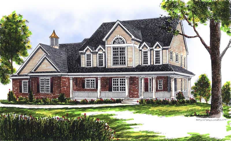 4-Bedroom, 3154 Sq Ft Country House Plan - 101-1215 - Front Exterior