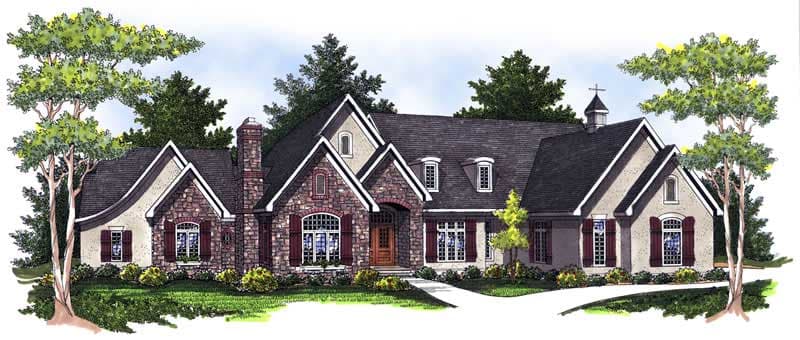 4-Bedroom, 6223 Sq Ft French House Plan - 101-1236 - Front Exterior