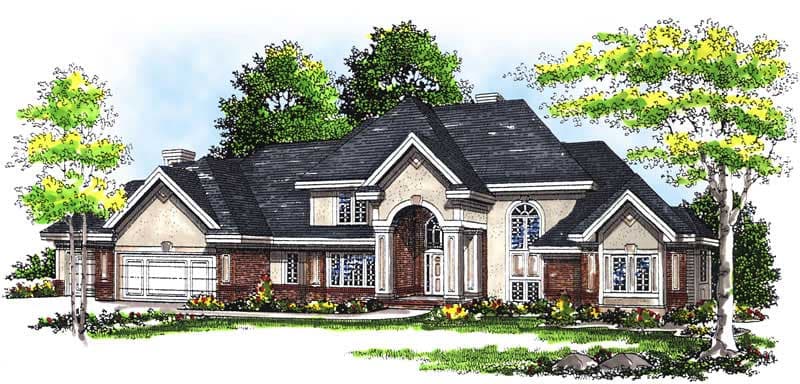 4-Bedroom, 4255 Sq Ft European House Plan - 101-1249 - Front Exterior