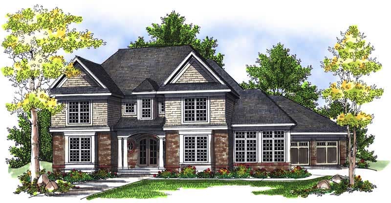 3-Bedroom, 3491 Sq Ft European Home Plan - 101-1286 - Main Exterior