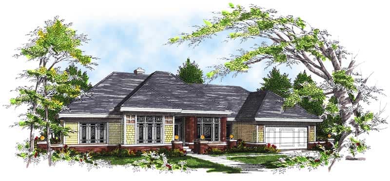 3-Bedroom, 2017 Sq Ft Prairie Home Plan - 101-1309 - Main Exterior