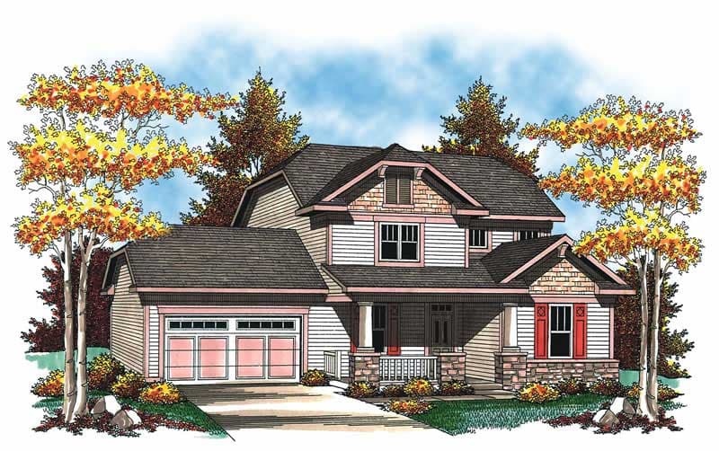 3-Bedroom, 2079 Sq Ft Craftsman Home Plan - 101-1350 - Main Exterior