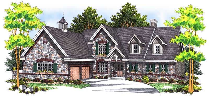 4-Bedroom, 3716 Sq Ft European House Plan - 101-1378 - Front Exterior