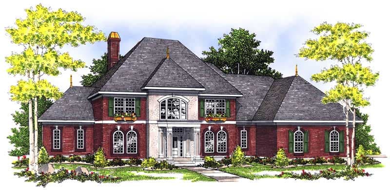 4-Bedroom, 3556 Sq Ft European Home Plan - 101-1392 - Main Exterior