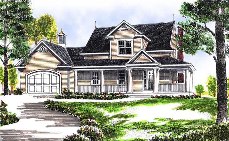3-Bedroom, 1792 Sq Ft Colonial Home Plan - 101-1412 - Main Exterior