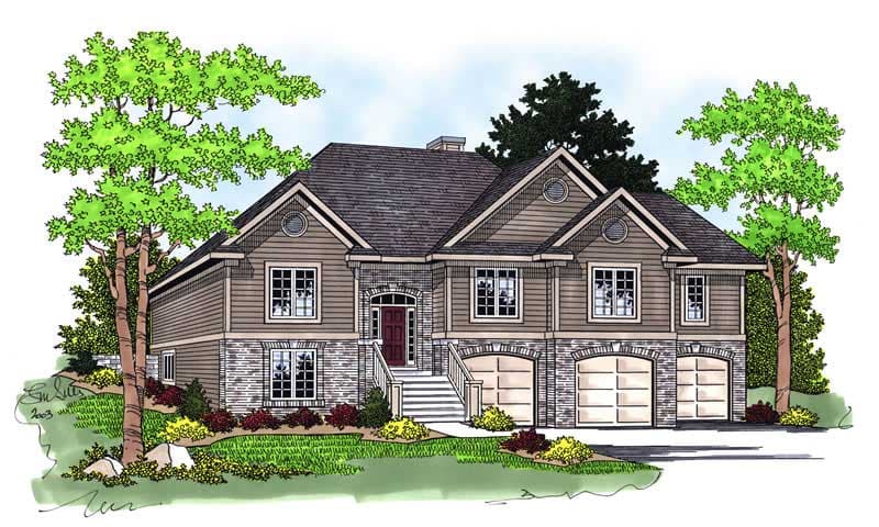 4-Bedroom, 2905 Sq Ft Craftsman Home Plan - 101-1417 - Main Exterior