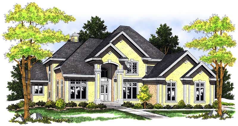 4-Bedroom, 4029 Sq Ft European Home Plan - 101-1461 - Main Exterior