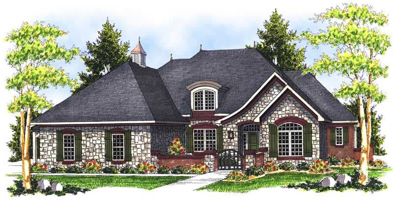 4-Bedroom, 3697 Sq Ft European Home Plan - 101-1515 - Main Exterior