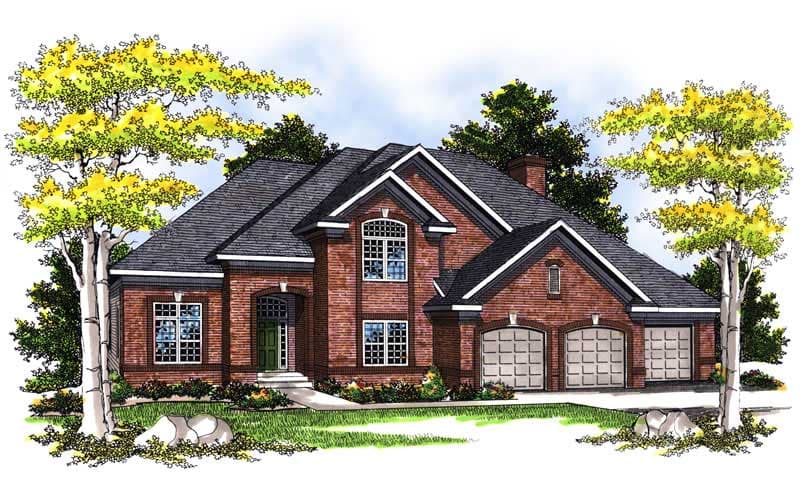 4-Bedroom, 3204 Sq Ft European Home Plan - 101-1543 - Main Exterior