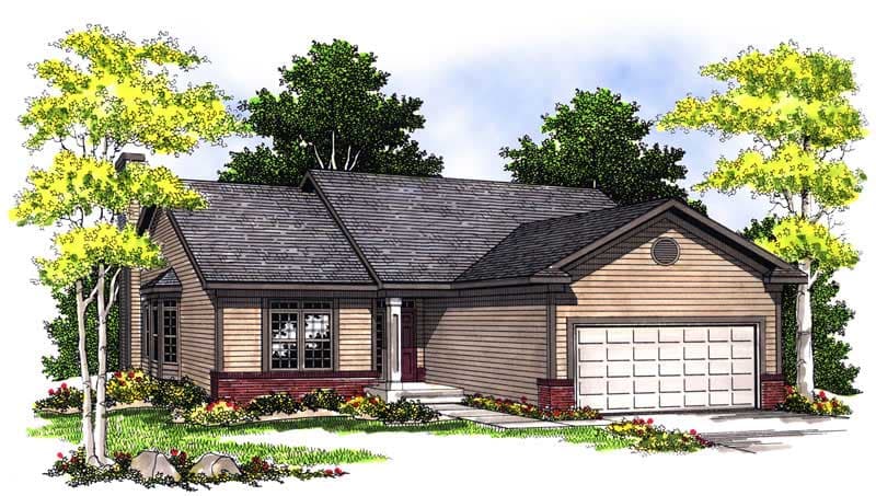 2-Bedroom, 1281 Sq Ft Ranch Home Plan - 101-1546 - Main Exterior