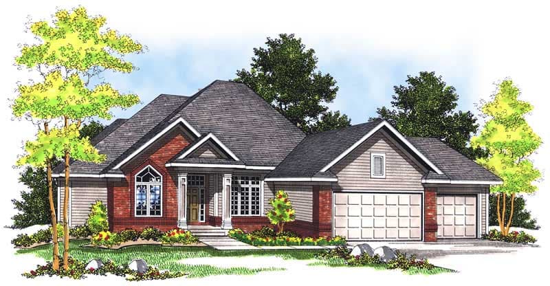 3-Bedroom, 3201 Sq Ft Ranch House Plan - 101-1559 - Front Exterior