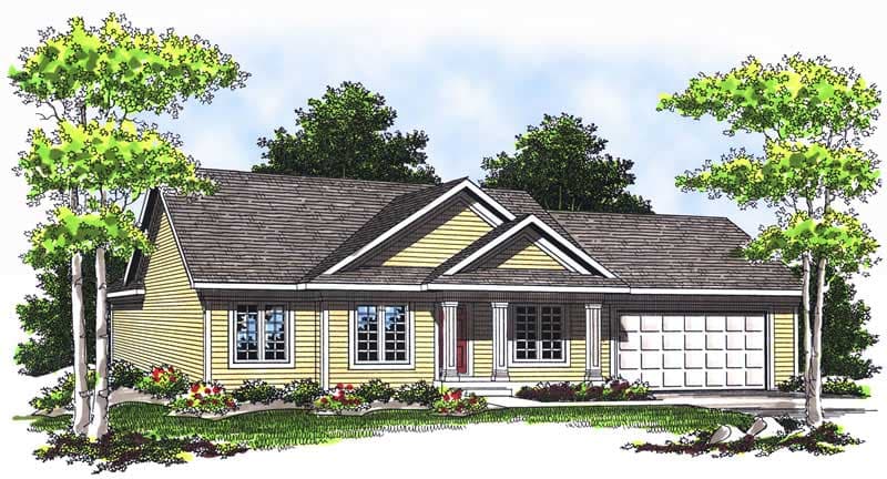 3-Bedroom, 1206 Sq Ft Ranch Home Plan - 101-1562 - Main Exterior