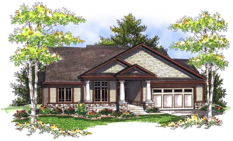 3-Bedroom, 1844 Sq Ft Ranch House Plan - 101-1567 - Front Exterior