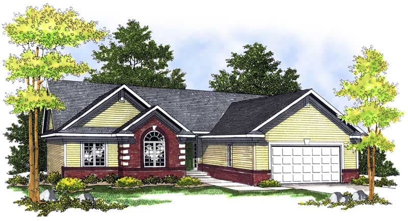 3-Bedroom, 1606 Sq Ft Ranch Home Plan - 101-1582 - Main Exterior