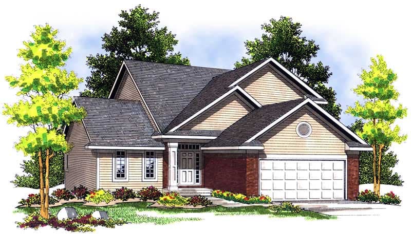 3-Bedroom, 1387 Sq Ft Ranch Home Plan - 101-1591 - Main Exterior