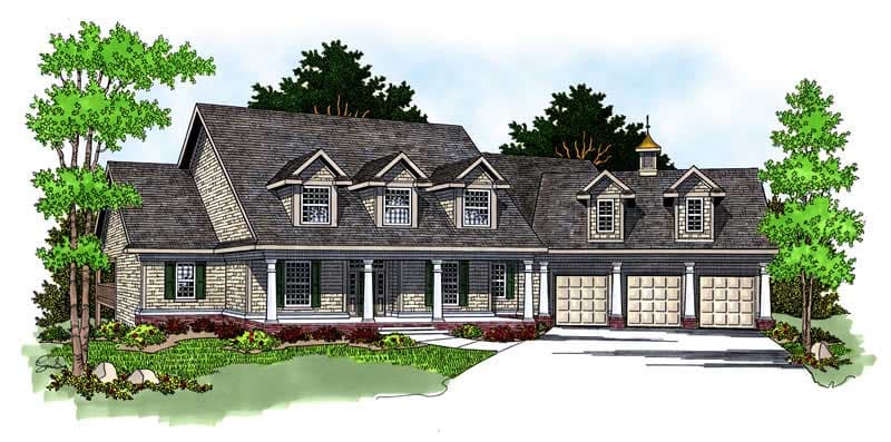 4-Bedroom, 3730 Sq Ft Country Home Plan - 101-1650 - Main Exterior
