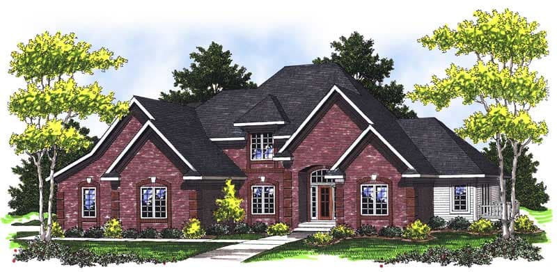 3-Bedroom, 2745 Sq Ft European Home Plan - 101-1670 - Main Exterior
