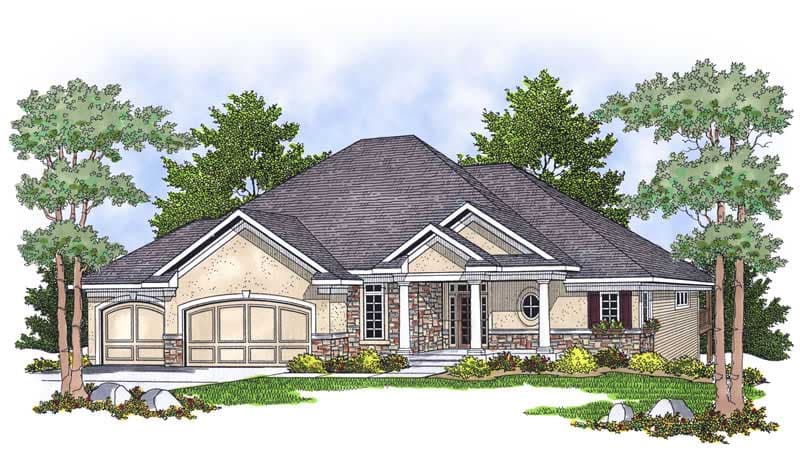 3-Bedroom, 1960 Sq Ft Ranch House Plan - 101-1694 - Front Exterior