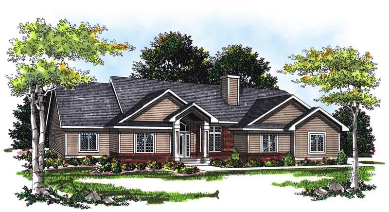 3-Bedroom, 1851 Sq Ft Ranch House Plan - 101-1725 - Front Exterior