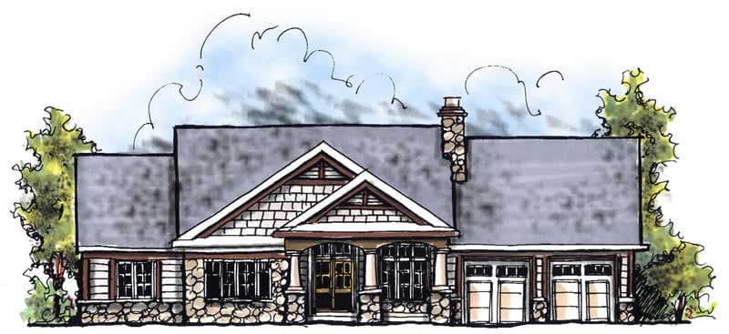 3-Bedroom, 1895 Sq Ft Ranch House Plan - 101-1784 - Front Exterior