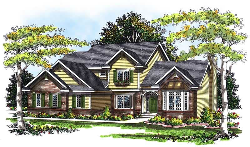 4-Bedroom, 2416 Sq Ft European House Plan - 101-1787 - Front Exterior