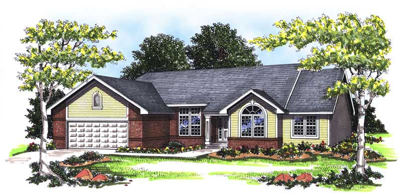3-Bedroom, 1821 Sq Ft Ranch Home Plan - 101-1810 - Main Exterior