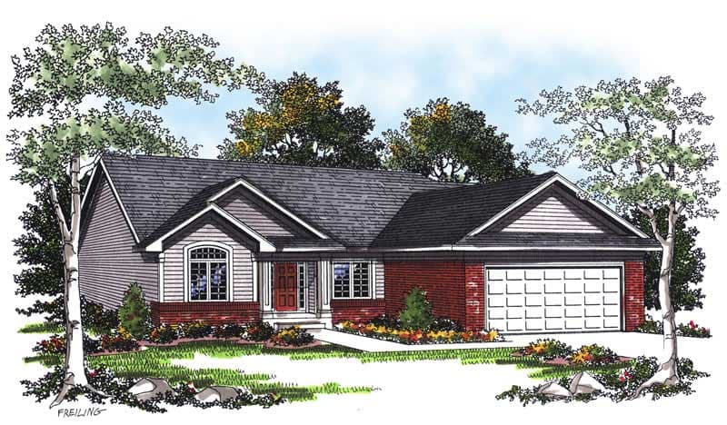 3-Bedroom, 1451 Sq Ft Ranch Home Plan - 101-1840 - Main Exterior