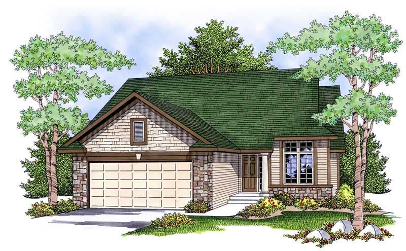 2-Bedroom, 1334 Sq Ft Ranch Home Plan - 101-1842 - Main Exterior