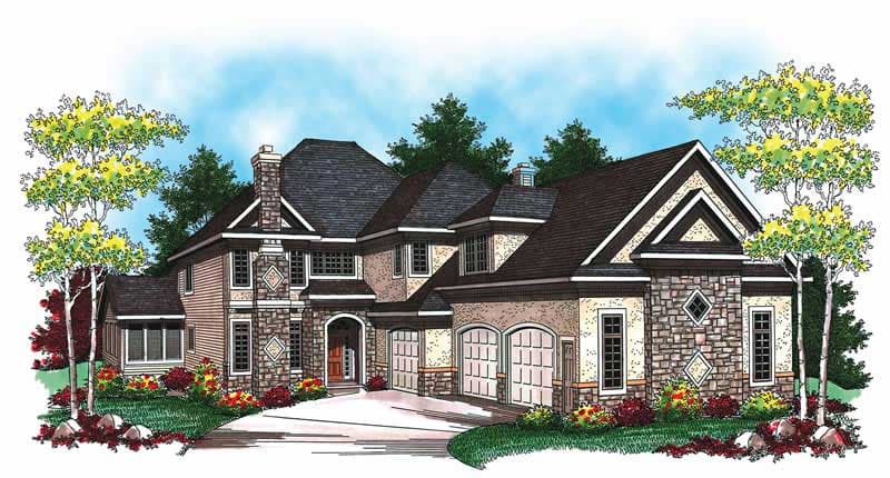 4-Bedroom, 2978 Sq Ft Traditional House Plan - 101-1859 - Front Exterior