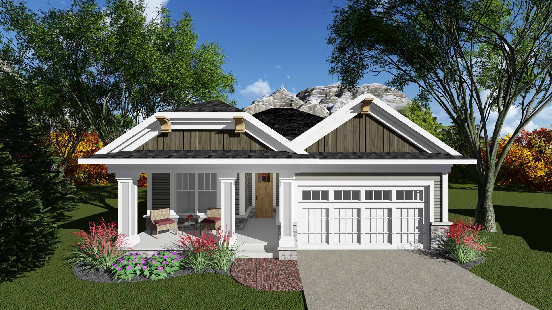 2-Bedroom, 1334 Sq Ft Ranch Home Plan - 101-1900 - Main Exterior