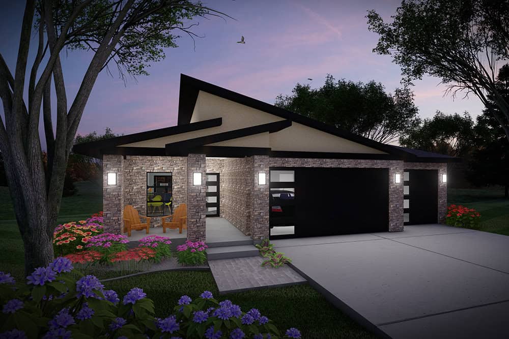 2-Bedroom, 1364 Sq Ft Modern Home Plan - 101-2059 - Main Exterior