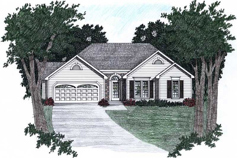 3-Bedroom, 1358 Sq Ft Ranch Home Plan - 102-1045 - Main Exterior