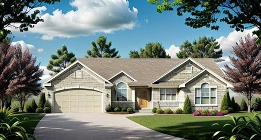 3-Bedroom, 1268 Sq Ft Ranch House Plan - 103-1039 - Front Exterior