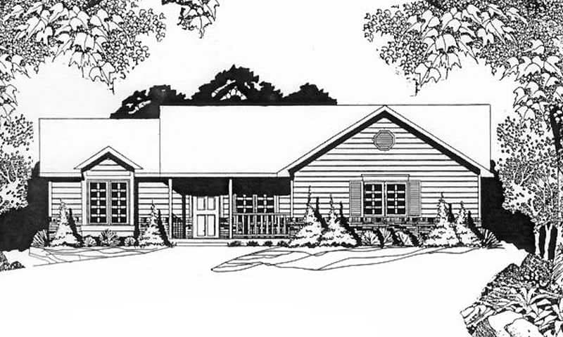 3-Bedroom, 1271 Sq Ft Ranch House Plan - 103-1042 - Front Exterior